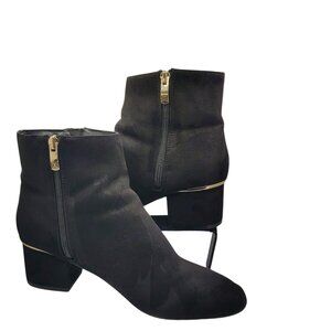 Liz Claiborne Goldie Black Block Heel Booties 8.5 | Zip Ankle Boots
